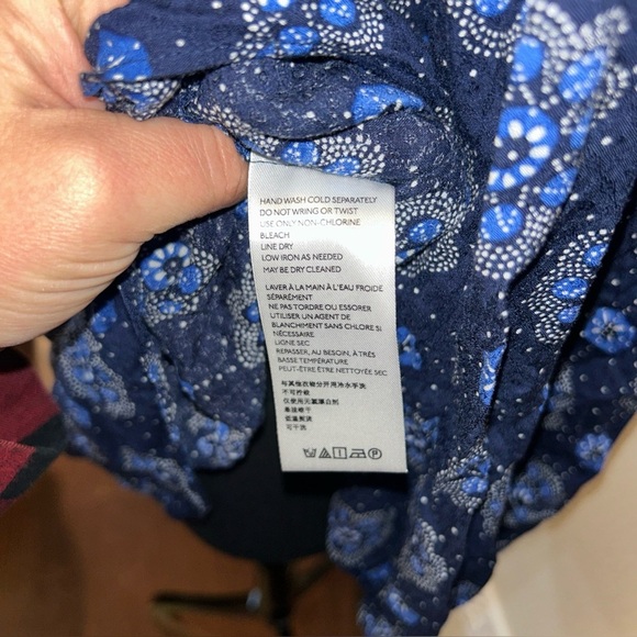 Floral Blue Women's Top Maeve Anthropologie Size 8 - Picture 4 of 12